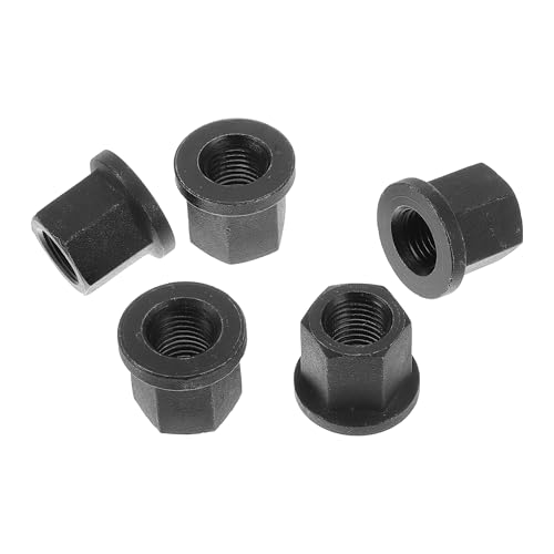 HEROFFIX 5 Pcs M22 Car Flange Nuts Carbon Steel Flat Hex Thickened Lock Flange Nuts Non-Slip Lock Flange Black for Car Motorcycle