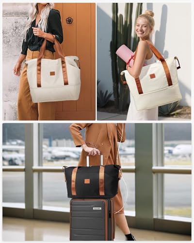 LUGGEX Reisetasche Handgepäck Tasche Ryanair Erweiterbare Weekender Damen Sporttasche mit Kulturbeutel Wasserabweisend Travel Duffle Bag 40×22×25 cm