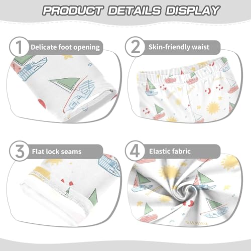 ALAZA Girls' Leggings Children's Yoga Pants Skinny Printed Dance Sailboat Sunny Cute Comfortable 4T2