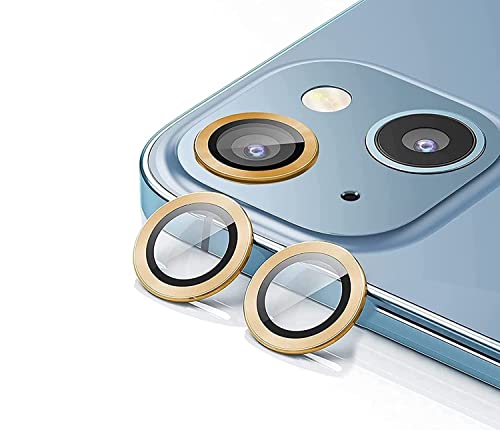 Image of LINEOVAL Compatible for i Phone 14 | iPhone 14 Plus Camera Lens Protector, Tempered Glass Bling, Alloy Metal Camera Ring for i phone 14 | iphone 14 plus GOLD