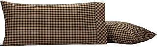 VHC Brands Primitive Bedding Cotton Check King Pillow Case Set of 2, Raven