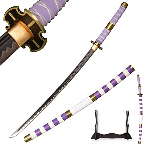 Sword Fort Handmade Katana Anime Cosplay, 1045 Medium Carbon Steel, Sharp Knives, Roronua Zoro, Luffy Sword - Purple