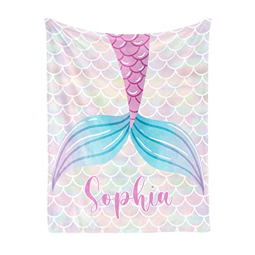 Artsadd Custom Name Blankets For Baby Boys Girls - Personalized Baby Blankets With Mermaid Design For Kids Toddler - Customized Swadding Throw Blanket Gifts For Christmas Birthday 30"X40" #TOP1