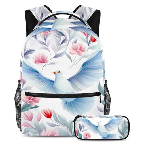 Ensemble de cartables pour garçons et filles grand sac à dos imprimé colombes