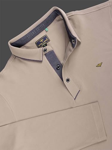 Image of STELLERS Men's Full Sleeve Polo T-Shirt | Premium Cotton | streatchable | Enzyme bio Washed | Feather Touch Feel | Sustainable