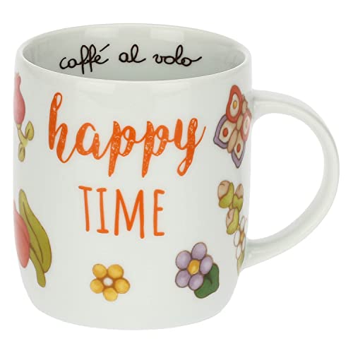 THUN, Mug in Porcellana Decorata a Mano con Motivi Floreali, Linea Happy Country, 300 ml; Mug Ø 8.5, 10.5 cm h