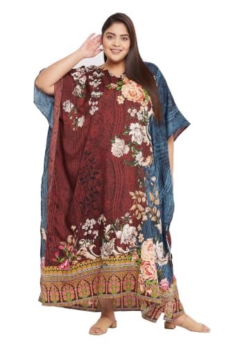 Image of Oussum Women Plus Size Kaftan Kimono Loose Maxi summer dresses for women Beach 3 /4 Sleeve Casual lounge dress Boho