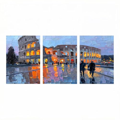 Peinture par Numéro Adulte Abstrait JLYH-2475 Kit Activité Manuelle Toile Rome 3 Pack