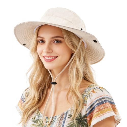 Sombrero de Sol para Mujer con Ala Ancha Beige miniatura 1