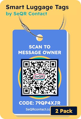 Smart Luggage Tags | Privacy QR Code Luggage Tag Keeps Personal info Private | Customizable Travel Suitcase Tags for Women Men | Use with GPS Bag Locator Tracking Tags, Air Tag for Android or iOS