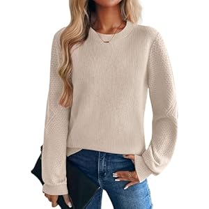 Zeagoo Womens Sweaters 2026 Fashion Fall Tops Crew Neck Long Sleeve Knit Pullover Sweater S-XXL