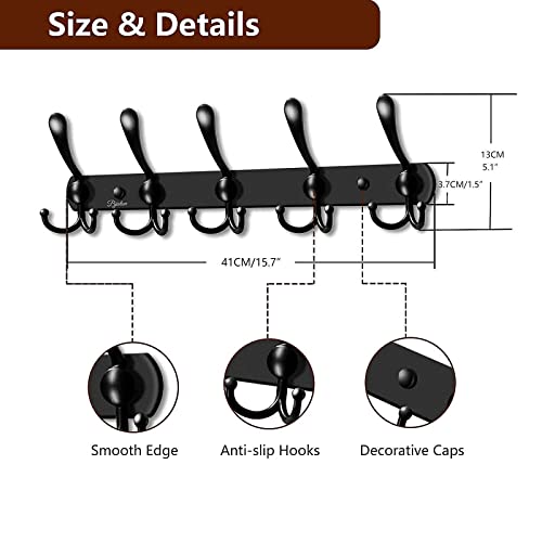 Toilet Paper Holder, Stainless Steel Toilet Ppaper Storage With Phone Shelf & 2 Pack Wall Mounted Coat Rack 5 Tri Hooks For Hanging Coats Hats Towels Keys #TOP5
