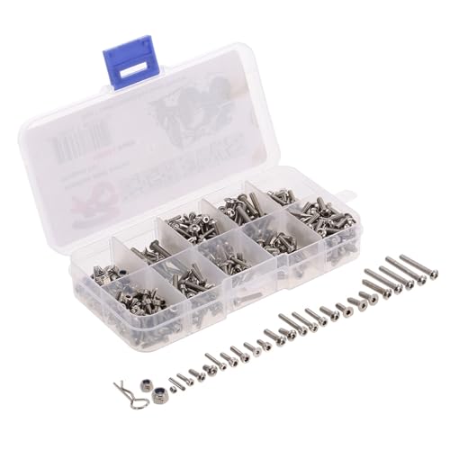 Wakects RC Screws, Construcción en Acero Inoxidable, Kit de Tornillos para -4 1/10 Off-road Crawler con Reemplazo y Tuercas