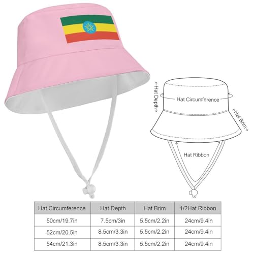 Bucket Hat for Boys and Girls, Ethiopia Flag Pattern Lightweight,Nylon Packable Bucket Hats,Fun Outdoor Vacation2