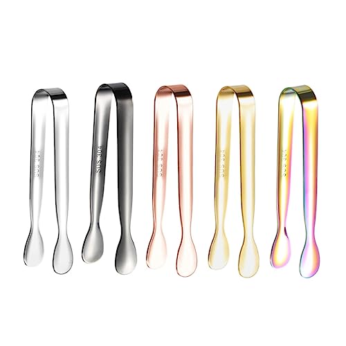 UTHCLO 5pcs Compact Sugar Tongs Ice Tongs Raw Sugar Stainless Steel Serving Household Use