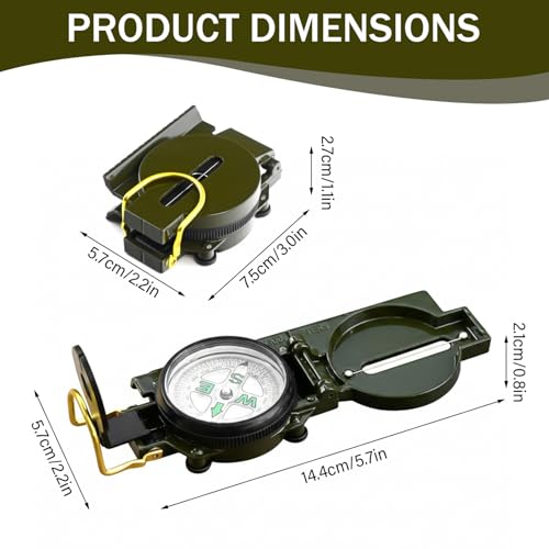 Brújula Lensatic profesional compacta de aluminio para camping miniatura 2