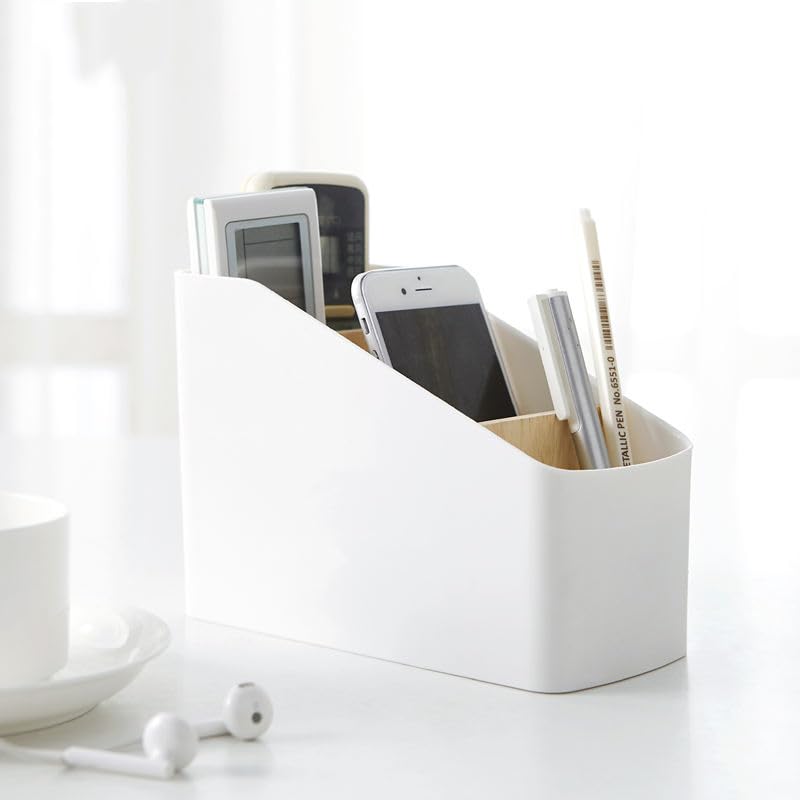 Image of AccuPrints Sumiko Multi-purpose Wooden Cosmetic Storage Box Detachable Desk Storage Box 4 Compartments Wooden Box Desktop Storage Organizer Desk Pens Remote Control