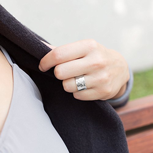 Azurebella Jewelry Band Ring Hammered Sterling Silver 11Mm Wide Mens Or Womens, 13 #TOP1