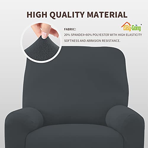 Easy-Going 4 Pieces Microfiber Stretch Recliner Slipcover – Spandex Soft Fitted Sofa Couch Cover, Washable Furniture Protector With Elastic Bottom For Kids, Pet(Recliner, New Grey) #TOP2
