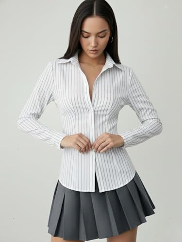 Image of Aahwan Stipred Front Button Long Sleeve Casual Shirt for Women's & Girl's