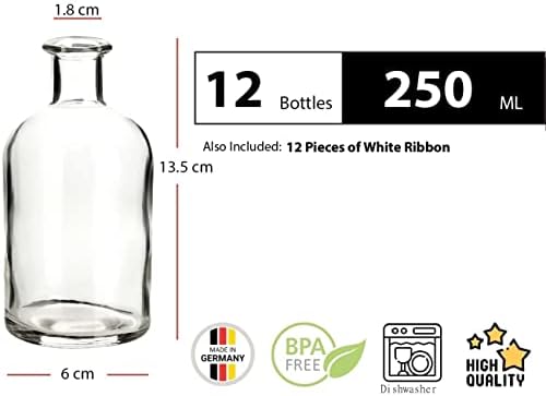 Casavetro 12 x Small Vase Set New-Bost Band Including Glass Bottles Clear Decorative Flower Vase Wedding (12 x Bowknot White)