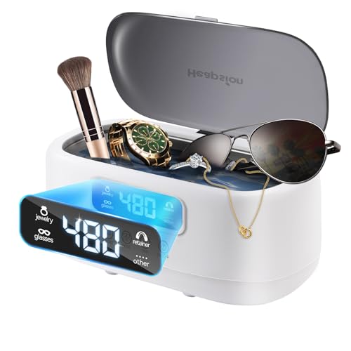 Ultrasonic Jewelry Cleaner, Portable 304 Stainless Steel Tank Sonic Jewelry Cleaner Machine with Digital Timer for Eyeglasses, Earring, Rings, Watch, Necklaces, Retainers, with Degas Function