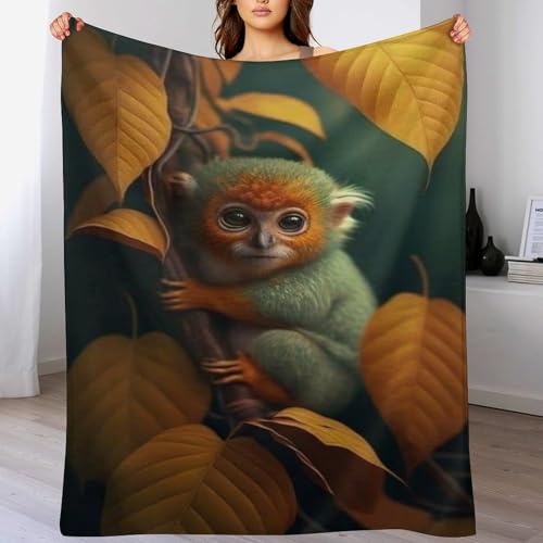 Couverture singe anti-froid flanelle douce et chaude lavable en machine pour lit