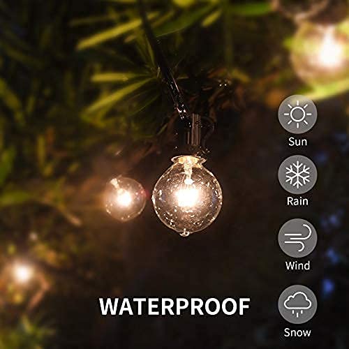 Outdoor String Lights 120Ft,G40 126 Edison Bulbs(6 Spare) Globe Patio Lights Ul Listed Waterproof Hanging String Lights For Porch Backyard Bistro Garden Indoor Decor,Commercial Grade,E12 Socket #TOP2