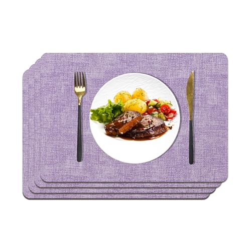 KUDCUOM Violet Square placemats, Set of 4 wipeable and Heat Resistant mats for Indoor use, Perfect for Coffee Tables, Family Dining, or as a Christmas Table Decoration