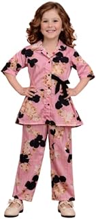Sangini Fashion Girls Pink Floral Printed Peplum Top and Pant Set, 3/4 Sleeve, Button Closure, Full Length Bottom Price In India