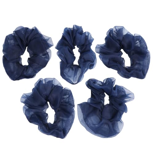 IMIKEYA Lazos para el cabello de hilo para proteger el cabello, color azul marino, 5 unidades, para mujer, ligeros, para coletas