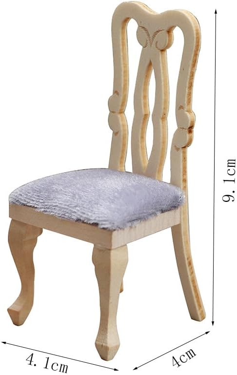 AirAds Dollhouse 1:12 Scale Dollhouse Miniatures Furniture Doll Accessories Dining Table and Chairs Set Unfinished Wood