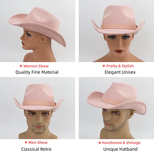 Pro Celia Classic Women Men Western Cowboy Hat Wide Brim Cowgirl Hat (Pink) #TOP5