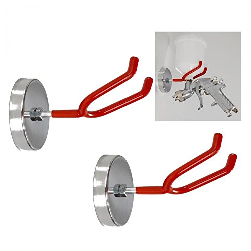 2 HVLP Gravity Feed Spray Gun Magnetic Holder Locker Hook Metal Steel Magnet Bracket
