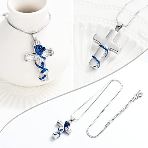 Minicremation Urn Necklace for Ashes Rose Flower Cross Cremation Jewelry Pendant for Human/Pet Funeral Keepsake Memorial Necklace3