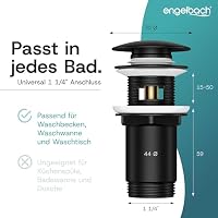 Engelbach® Universal Waschbecken Ablaufgarnitur - Pop up Ablaufventil mit Überlauf (Auch für Waschtische) Herausziehbarer Stöpsel mit Haarsieb - inklusive Einbauanleitung – Ansicht 2
