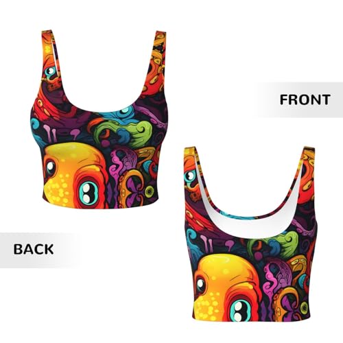 Chaleco de yoga para mujer con estampado graffiti pulpo negro talla S 4
