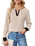Blooming Jelly Womens Business Casual Long Sleeve Tops Teacher Fall Outfits 2025 Winter Work Fashion Clothing (L, Beige)