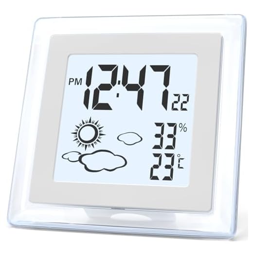 Small Clock Digital Battery Operated Alarm Clock with Auto Backlight, Indoor Temperature Humidity, 12/24H, Date, Travel Alarm Clock Desk Clock Small Clock for Shelf (Battery Included)