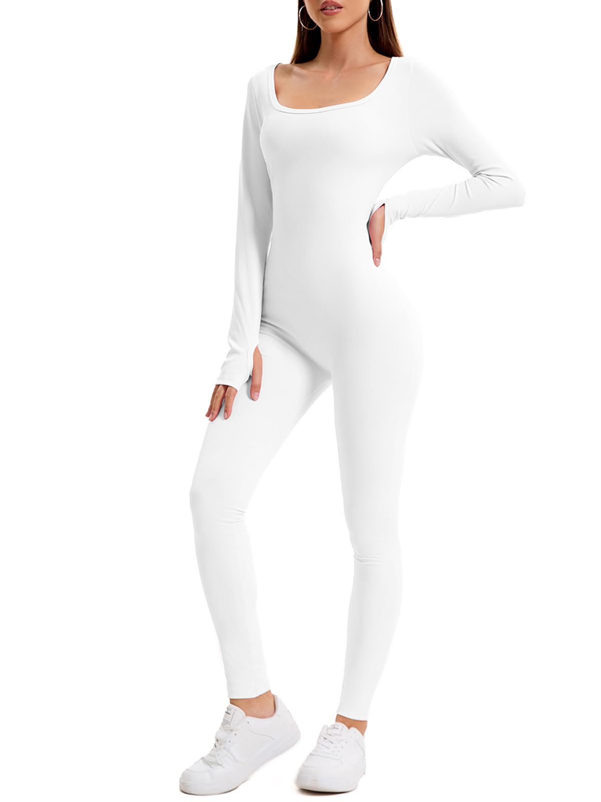 Tuta da donna lunga aderente yoga body elasticizzato a maniche lunghe a vita alta sport