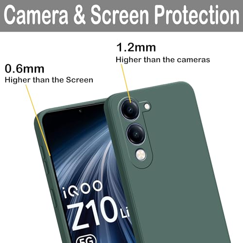 Image of amazon basics Back Cover for Vivo T4 Lite /iQOO Z10 Lite 5G | Ultra Slim Soft Rubberised Case | Matte Silicone Flexible Mobile Case | Camera Protection - Green