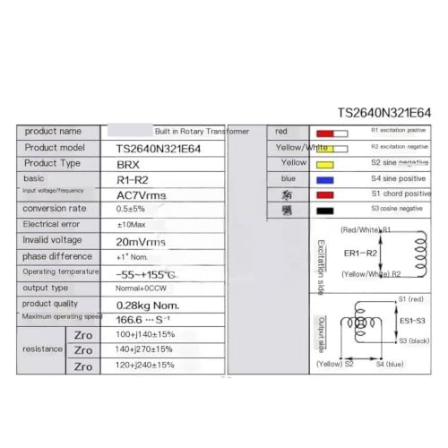 Transformateur rotatif sans balais TS2640N321E64 encodeur de servomoteur synchrone