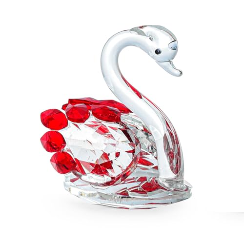 JATYFING Decoración de cisne de cristal para el hogar símbolo de amor (rojo)