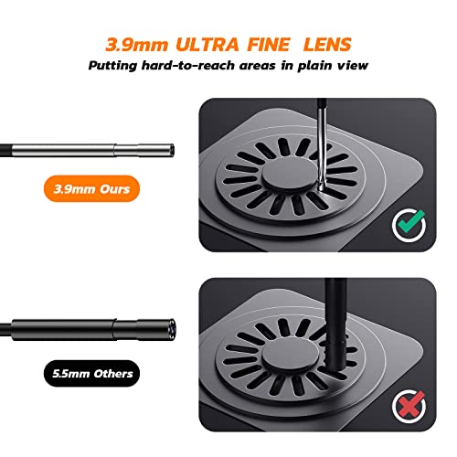 0.15 Inch (3.9Mm) Industrial Endoscope Camera Zealtron 4.3'' Ips Screen Borescope Inspection Camera 1080P Hd Snake Camera With 6 Led Lights,Sewer Camera 5M Cable For Car Sewer Drain Checking #TOP1