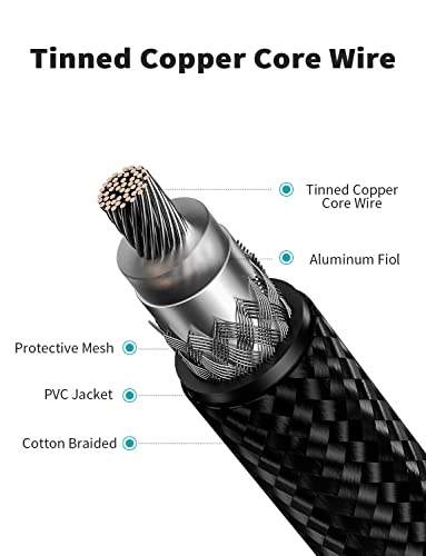 Subwoofer Cable,Emk Digital Coaxial Audio Cable [24K Gold-Plated, Durable Cotton] Premium S/Pdif Rca Male To Rca Male For Home Theater, Soundbar,Speaker,Hdtv, Subwoofer, Hi-Fi Systems (Black-3.3Ft/1M) #TOP5