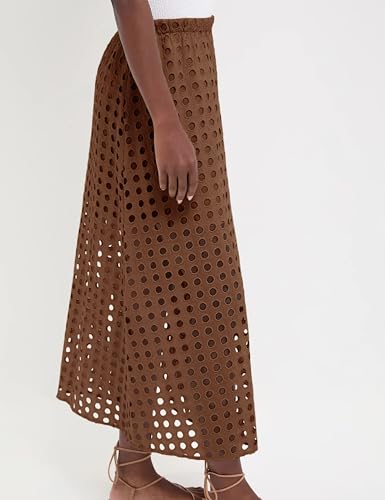 Ailoqing 2025 Summer Casual Long Skirt for Women Cotton Eyelet Beach Maxi Skirt with Underneath3