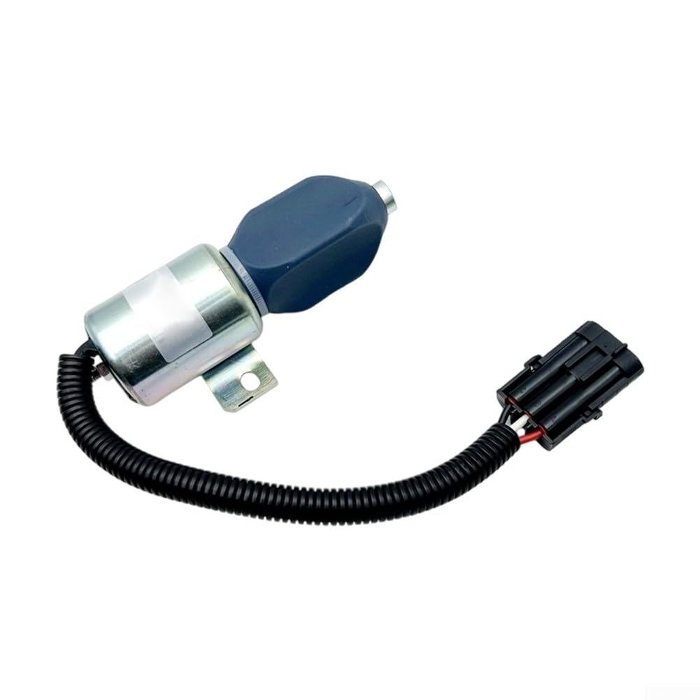 Électrovanne d'arrêt de flamme 24 V 332J5060 pour pelleteuses et tracteurs JCB JS130 JS160 JS180 JS240 Construction en métal Fiable Arrêt de carburant Pièce de rechange Blac