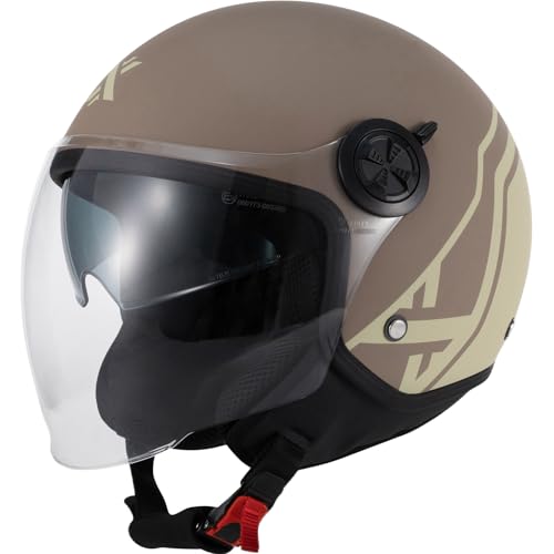 Image of Shox Interceptor SV Delta Open Face Motorcycle Helmet M Matt Caramel Mocha