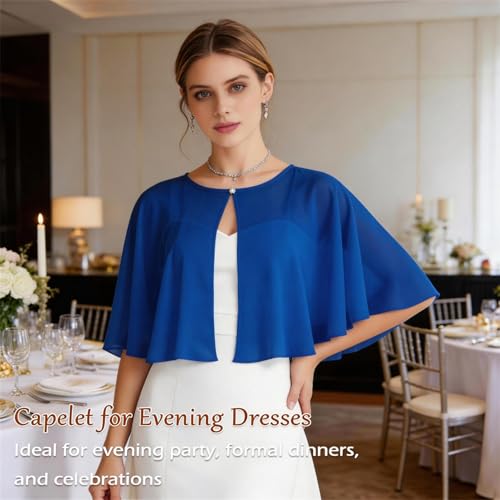 Image of Ciormis Chiffon Capelet Women's Soft Shawls and Wraps for Evening Dresses, Wedding Formal Dress Shawl Cape Cover up