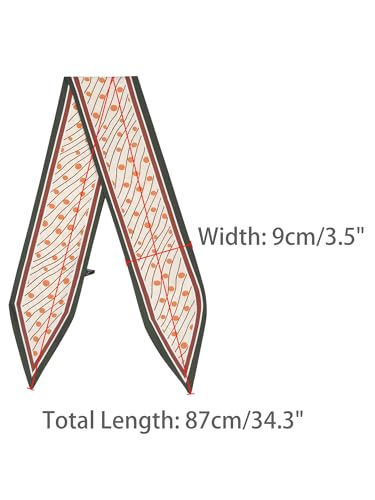 Women Polka Dots Stripes Skinny Long Scarves, Satin Silky Ribbon Hair Band Neckerchief Neck Scarf3